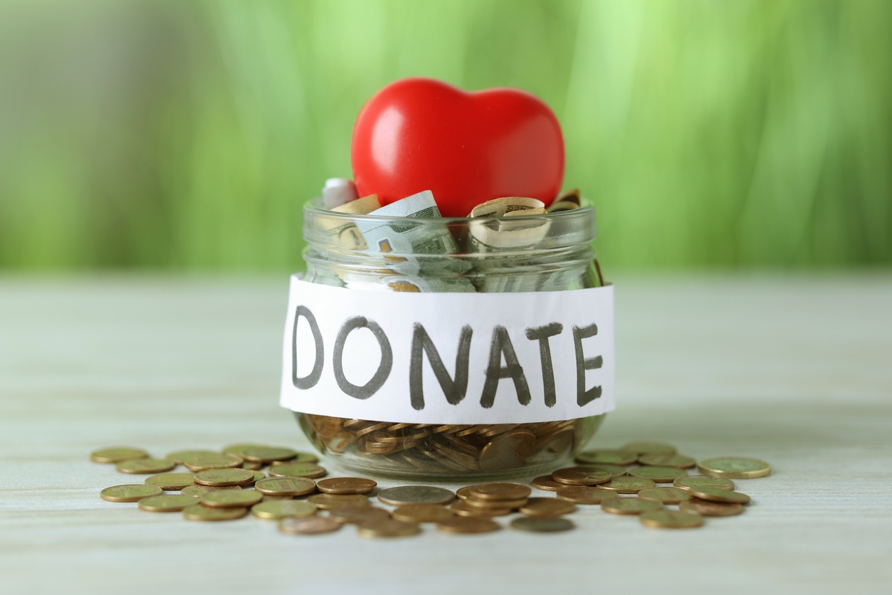 donation jar with heart